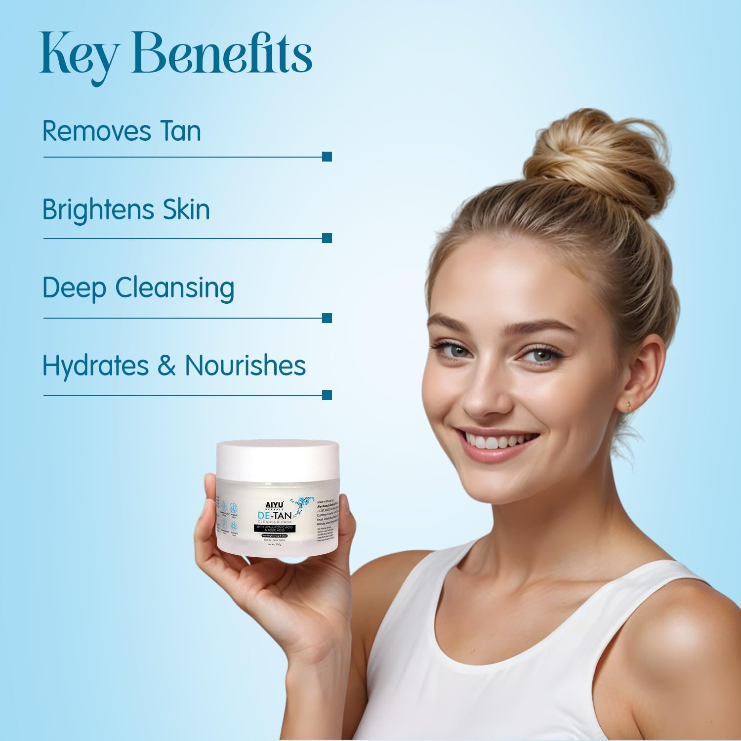 De-Tan Cleanser Pack with Kojic & Hyaluronic Acid - 250g