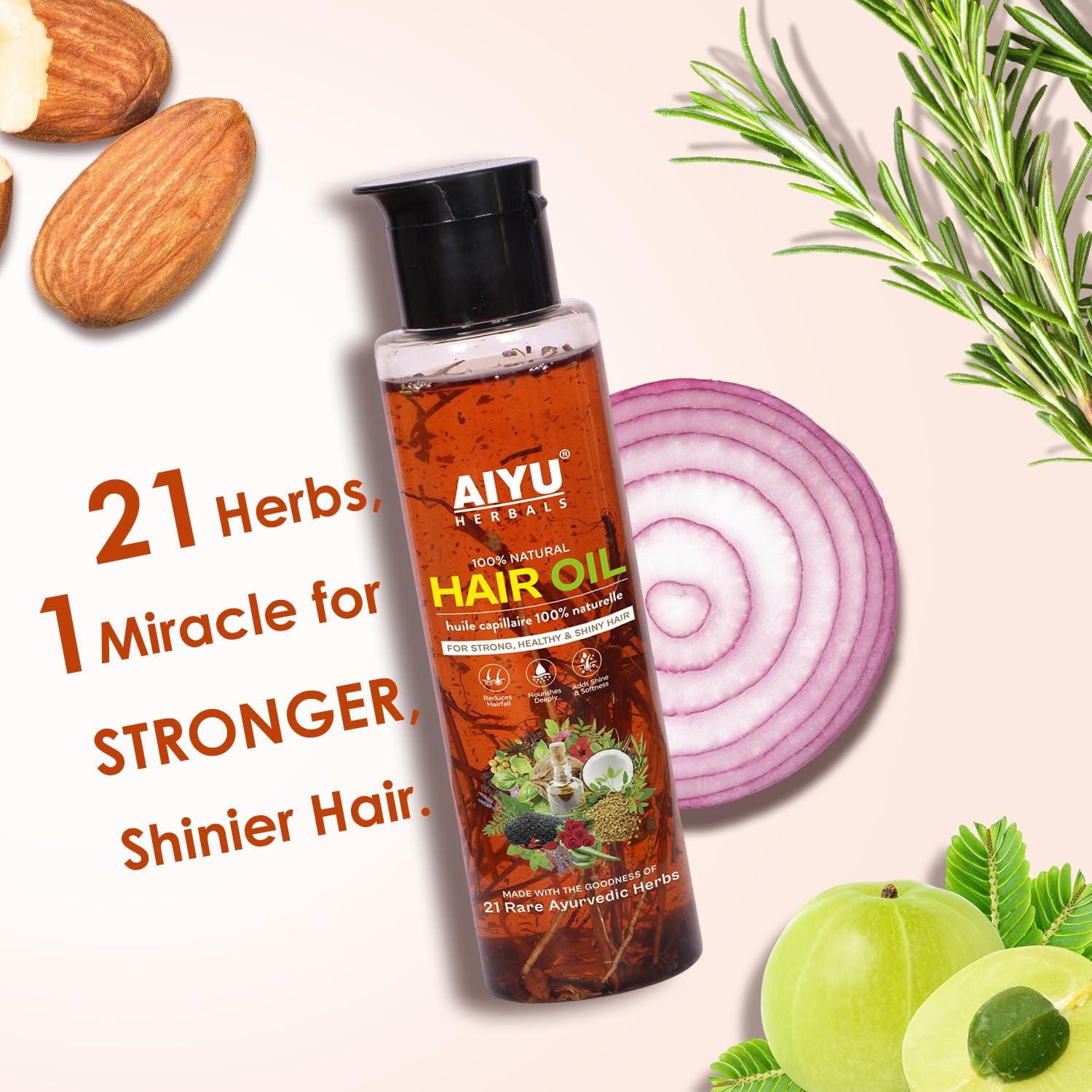 Natural Hair Oil With 21 Ayurvedic Herbs - 200ml
