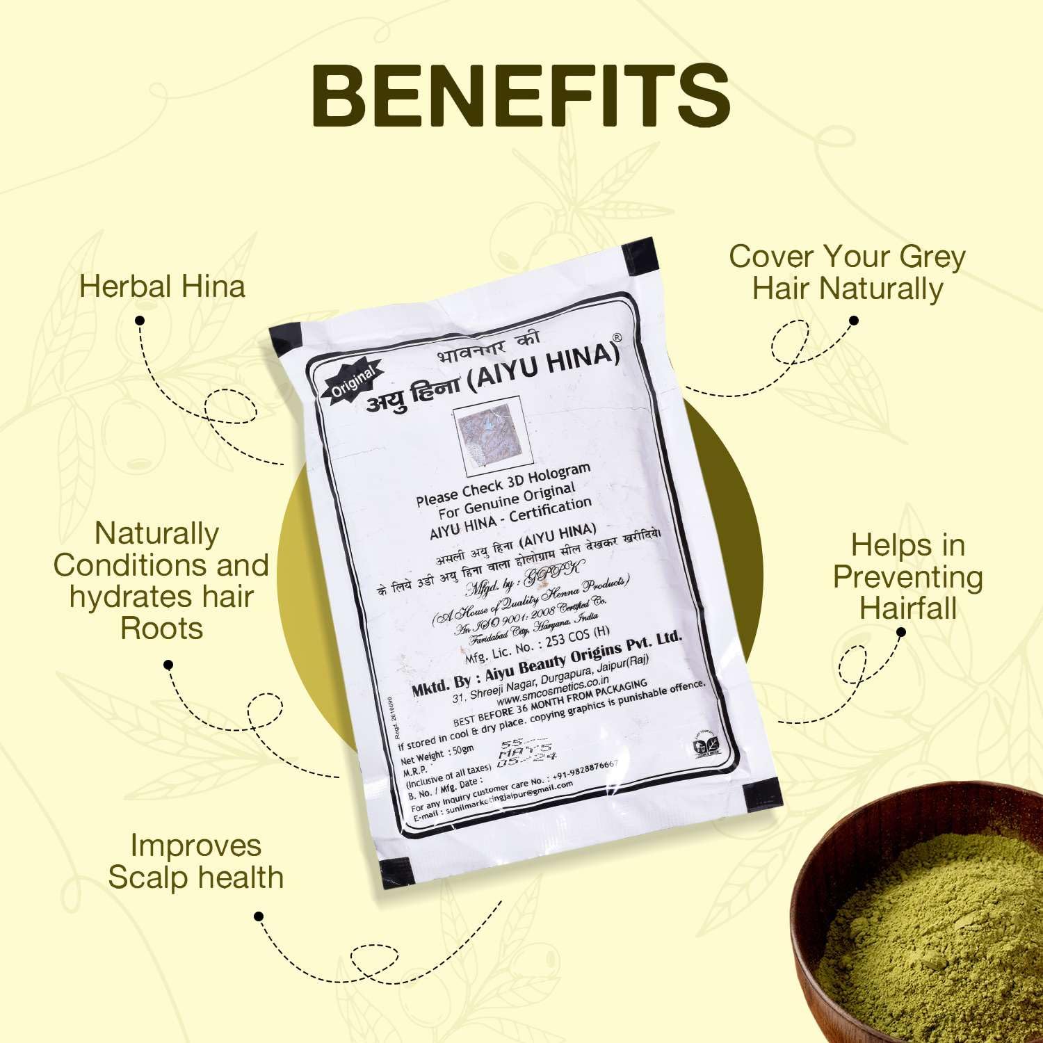 Natural Herbal Brown Henna Powder for Hair – Pack Of 5