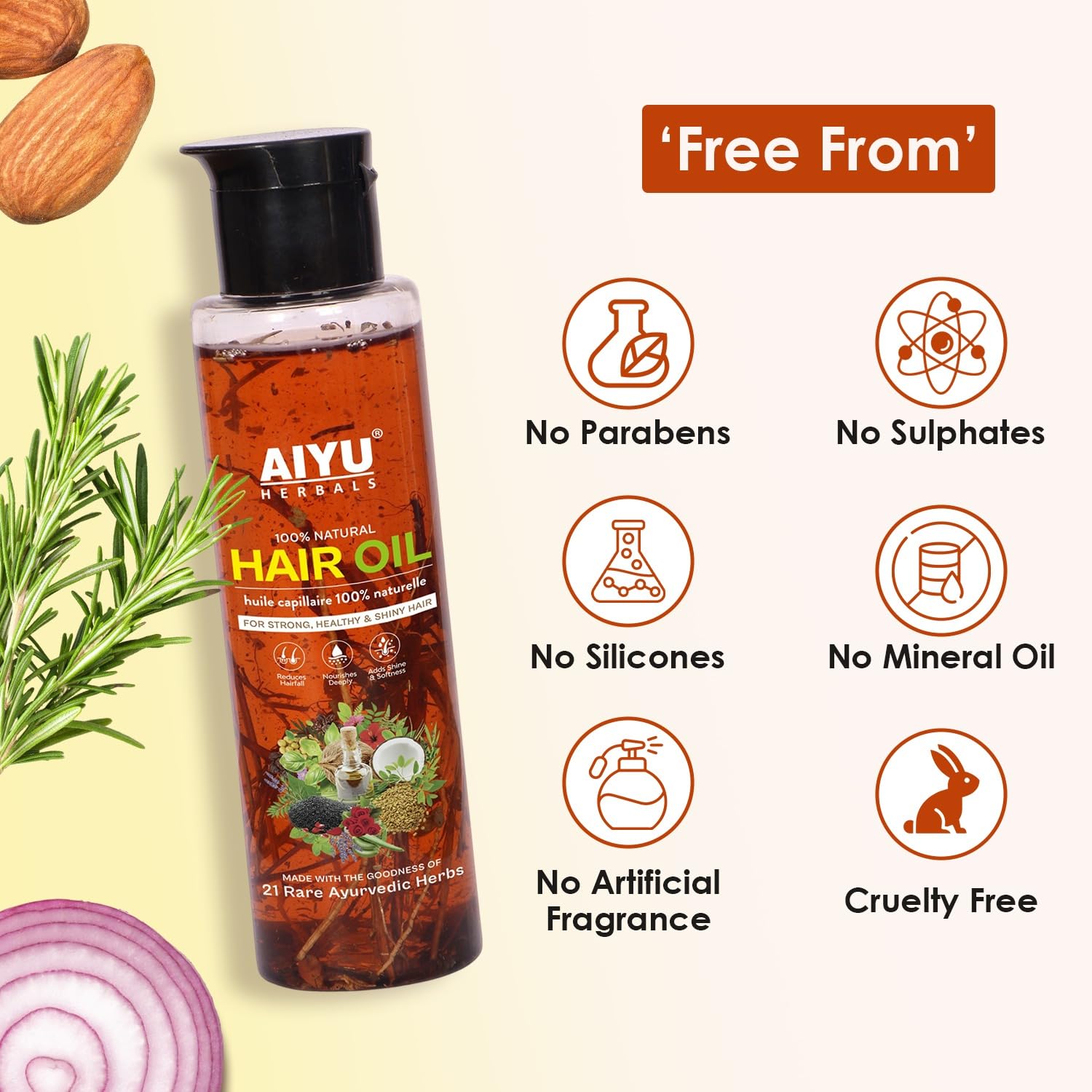 Natural Hair Oil With 21 Ayurvedic Herbs - 200ml